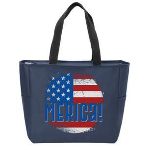 Merica Paint Splatter American USA Flag Zip Tote Bag