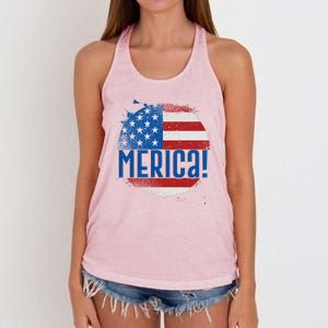 Merica Paint Splatter American USA Flag Women's Knotted Racerback Tank