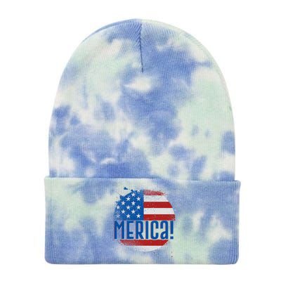 Merica Paint Splatter American USA Flag Tie Dye 12in Knit Beanie