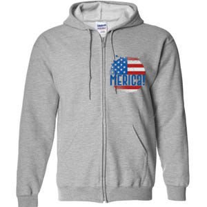 Merica Paint Splatter American USA Flag Full Zip Hoodie