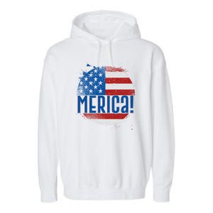 Merica Paint Splatter American USA Flag Garment-Dyed Fleece Hoodie