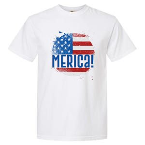 Merica Paint Splatter American USA Flag Garment-Dyed Heavyweight T-Shirt