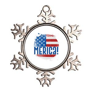 Merica Paint Splatter American USA Flag Metallic Star Ornament