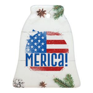 Merica Paint Splatter American USA Flag Ceramic Bell Ornament