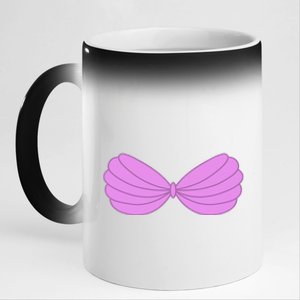 Mermaid Purple Seashell Bra Summer Halloween Love 11oz Black Color Changing Mug