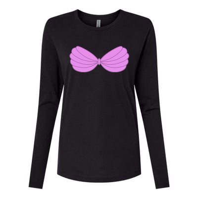 Mermaid Purple Seashell Bra Summer Halloween Love Womens Cotton Relaxed Long Sleeve T-Shirt