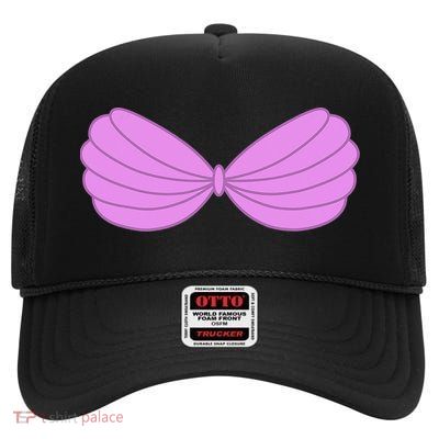 Mermaid Purple Seashell Bra Summer Halloween Love High Crown Mesh Back Trucker Hat