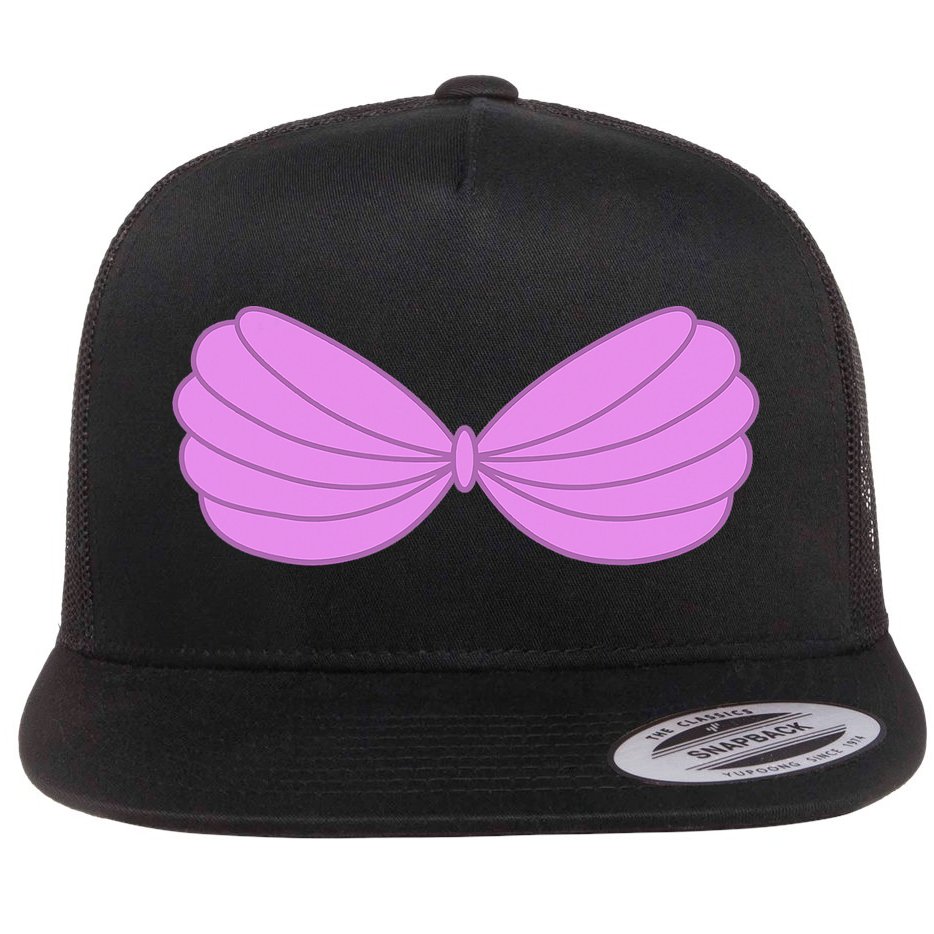 Mermaid Purple Seashell Bra Summer Halloween Love Flat Bill Trucker Hat