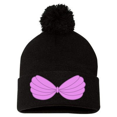 Mermaid Purple Seashell Bra Summer Halloween Love Pom Pom 12in Knit Beanie