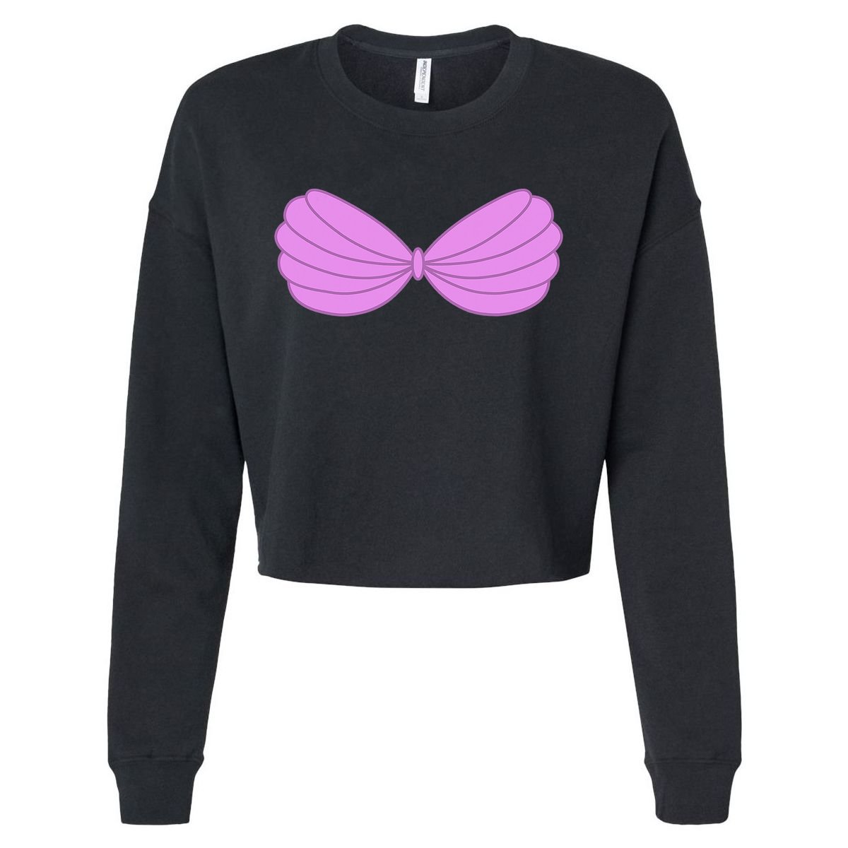 Mermaid Purple Seashell Bra Summer Halloween Love Cropped Pullover Crew