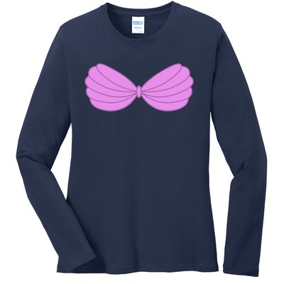 Mermaid Purple Seashell Bra Summer Halloween Love Ladies Long Sleeve Shirt