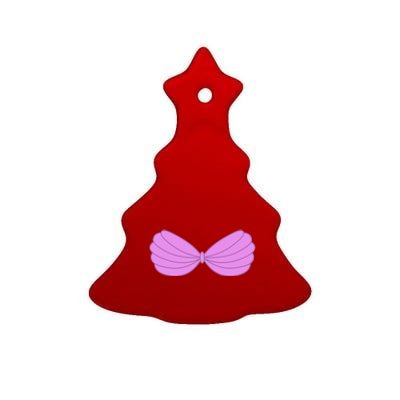 Mermaid Purple Seashell Bra Summer Halloween Love Ceramic Tree Ornament