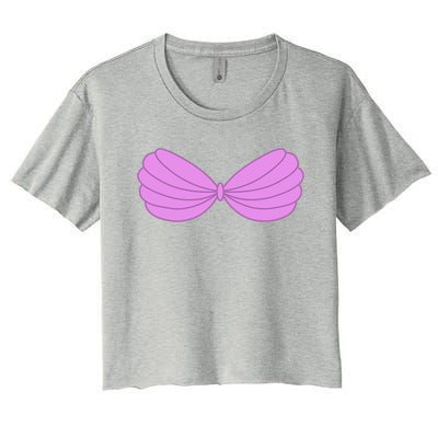 Mermaid Purple Seashell Bra Summer Halloween Love Women's Crop Top Tee