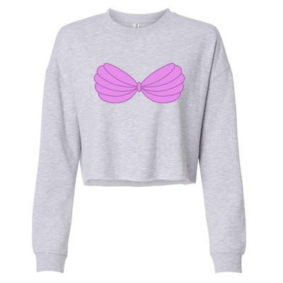 Mermaid Purple Seashell Bra Summer Halloween Love Cropped Pullover Crew