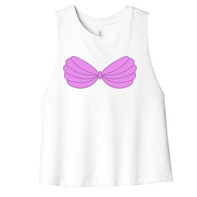 Mermaid Purple Seashell Bra Summer Halloween Love Women's Racerback Cropped Tank