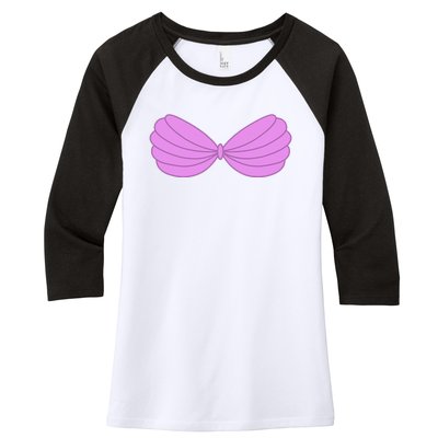 Mermaid Purple Seashell Bra Summer Halloween Love Women's Tri-Blend 3/4-Sleeve Raglan Shirt