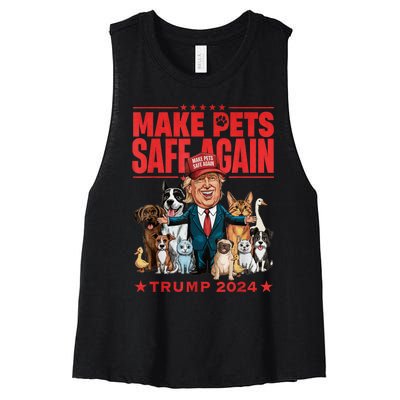 Make Pets Safe Again Trump 2024 Save Our Pets Women's Racerback Cropped Tank