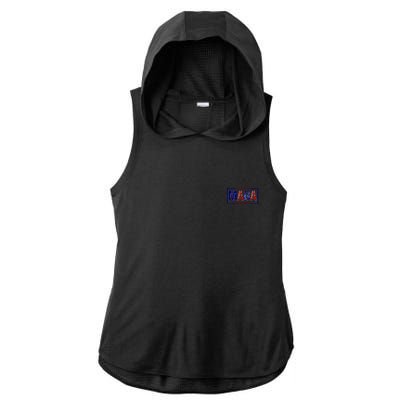 Maga Pocket Size Print Front And Back Ladies PosiCharge Tri-Blend Wicking Draft Hoodie Tank