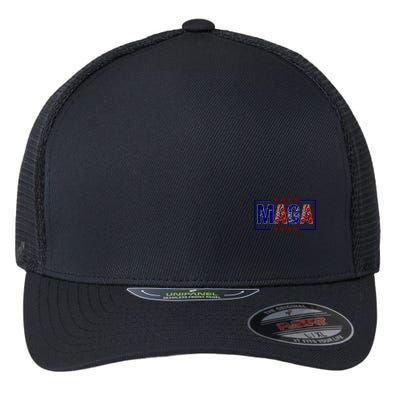 Maga Pocket Size Print Front And Back Flexfit Unipanel Trucker Cap