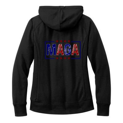 Maga Pocket Size Print Front And Back Women's Fleece Hoodie