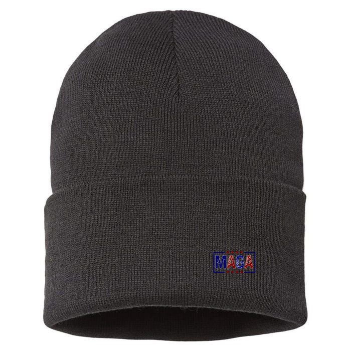 Maga Pocket Size Print Front And Back Sustainable Knit Beanie