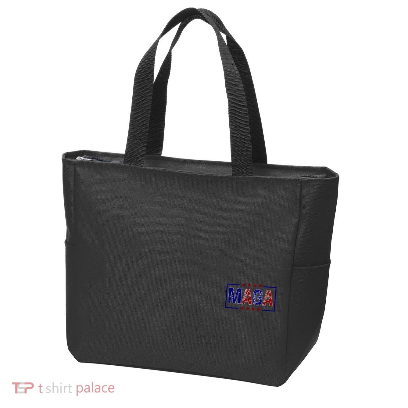 Maga Pocket Size Print Front And Back Zip Tote Bag