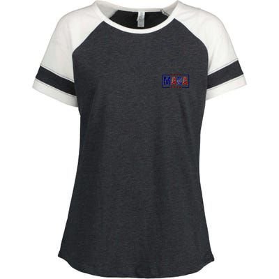 Maga Pocket Size Print Front And Back Enza Ladies Jersey Colorblock Tee