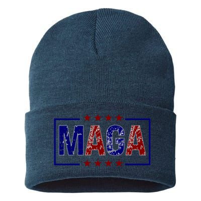 Maga Pocket Size Print Front And Back Sustainable Knit Beanie