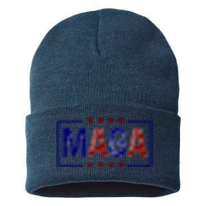 Maga Pocket Size Print Front And Back Sustainable Knit Beanie