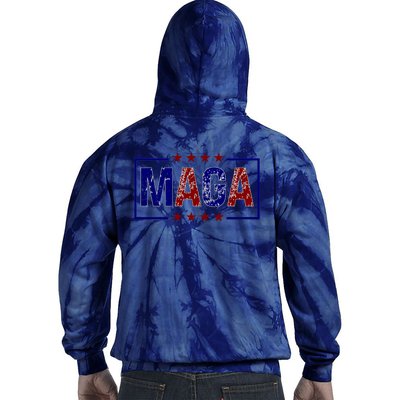 Maga Pocket Size Print Front And Back Tie Dye Hoodie