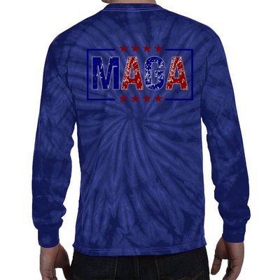 Maga Pocket Size Print Front And Back Tie-Dye Long Sleeve Shirt