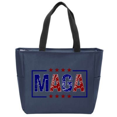 Maga Pocket Size Print Front And Back Zip Tote Bag