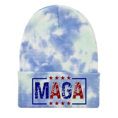 Maga Pocket Size Print Front And Back Tie Dye 12in Knit Beanie