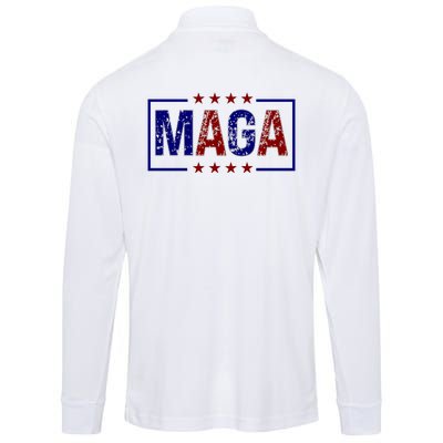 Maga Pocket Size Print Front And Back Performance Long Sleeve Polo