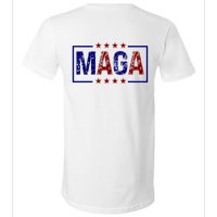 Maga Pocket Size Print Front And Back V-Neck T-Shirt