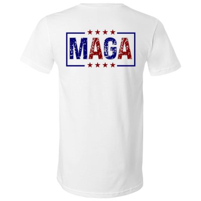 Maga Pocket Size Print Front And Back V-Neck T-Shirt