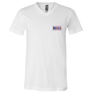 Maga Pocket Size Print Front And Back V-Neck T-Shirt