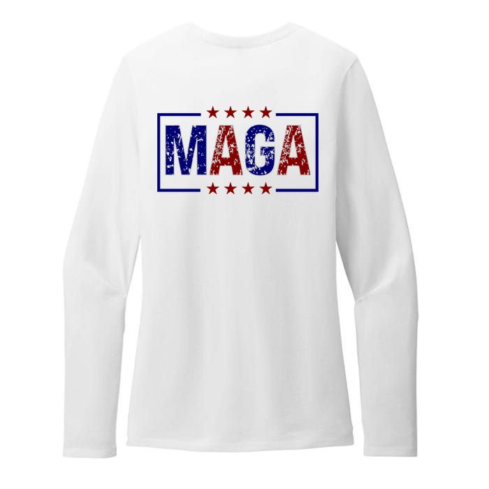 Maga Pocket Size Print Front And Back Womens CVC Long Sleeve Shirt