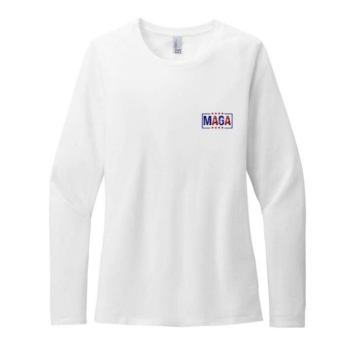 Maga Pocket Size Print Front And Back Womens CVC Long Sleeve Shirt