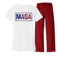 Maga Pocket Size Print Front And Back Women's Flannel Pajama Set