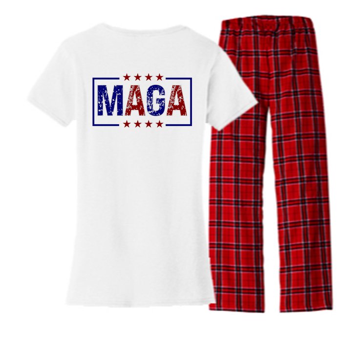 Maga Pocket Size Print Front And Back Women's Flannel Pajama Set