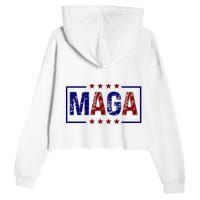 Maga Pocket Size Print Front And Back Crop Fleece Hoodie