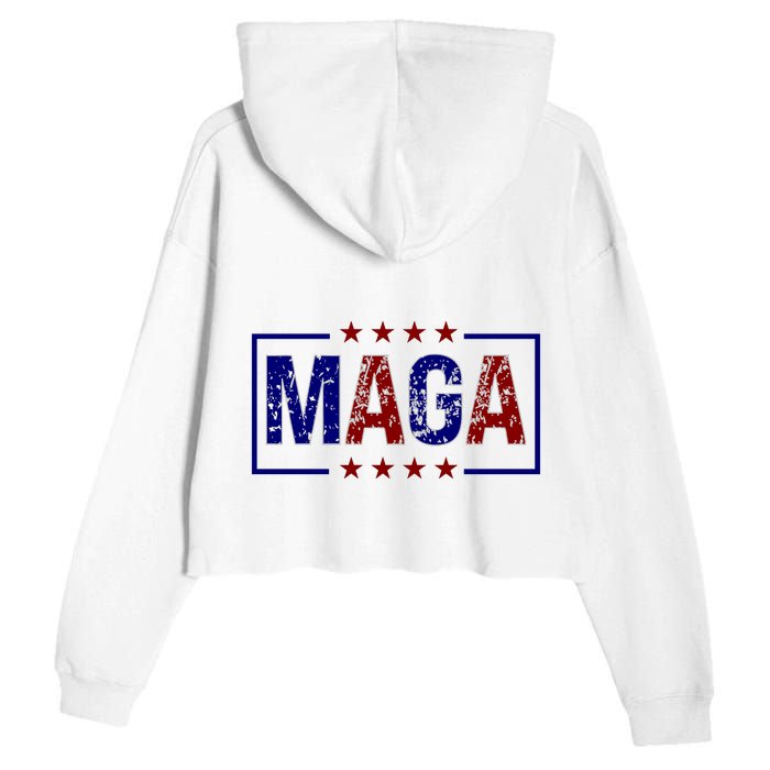 Maga Pocket Size Print Front And Back Crop Fleece Hoodie