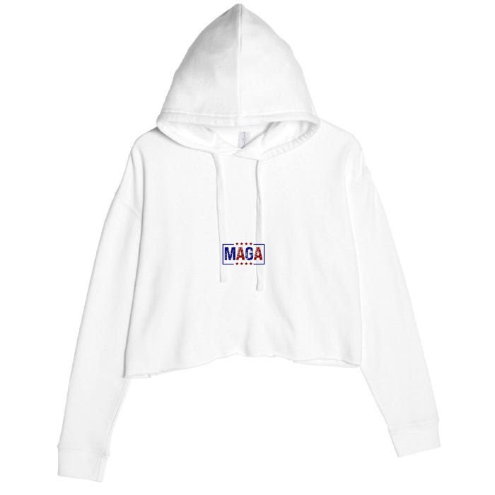 Maga Pocket Size Print Front And Back Crop Fleece Hoodie