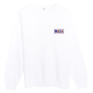 Maga Pocket Size Print Front And Back Premium Crewneck Sweatshirt