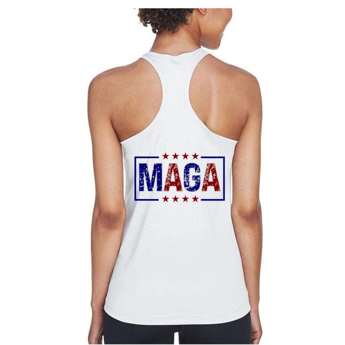 Maga Pocket Size Print Front And Back Women's Racerback Tank