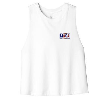 Maga Pocket Size Print Front And Back Women's Racerback Cropped Tank