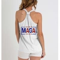 Maga Pocket Size Print Front And Back Women's Knotted Racerback Tank