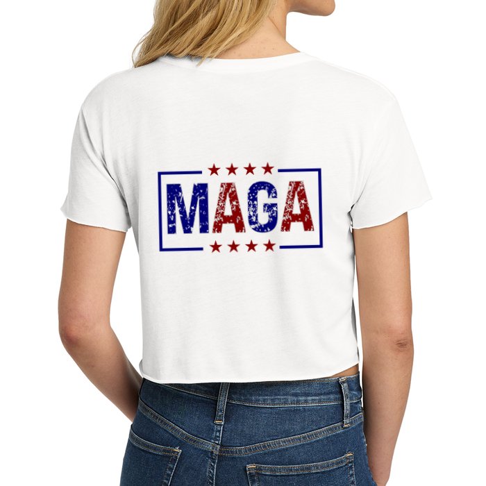 Maga Pocket Size Print Front And Back Crop Top