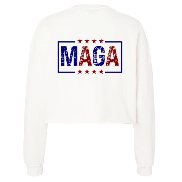 Maga Pocket Size Print Front And Back Cropped Pullover Crew